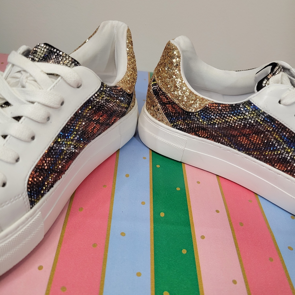 BETSEY JOHNSON Sneakers with Gold and Leopard Print - Picture 8 of 12
